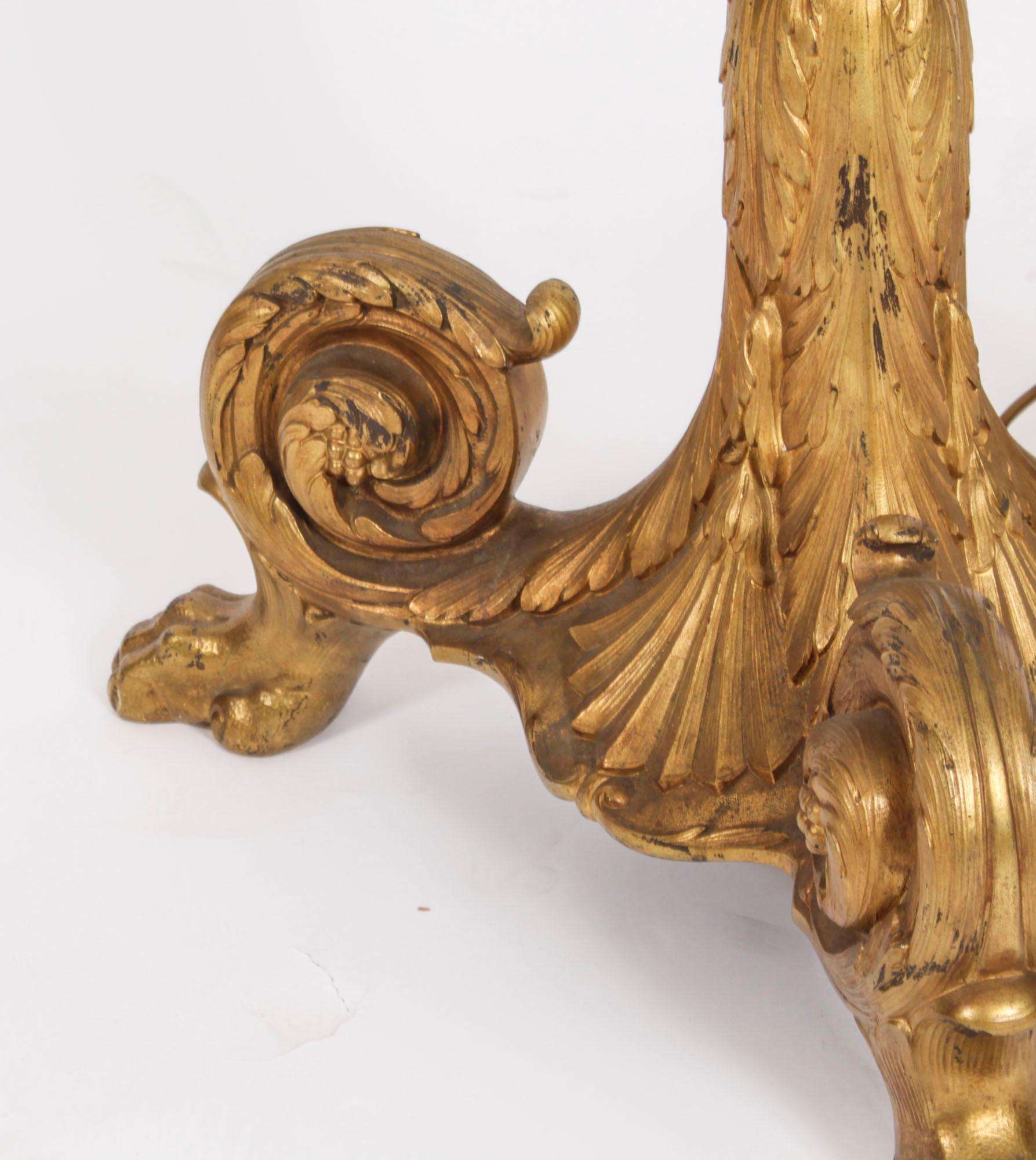 Ancienne lampe standard française en bronze doré 19ème siècle en vente 3