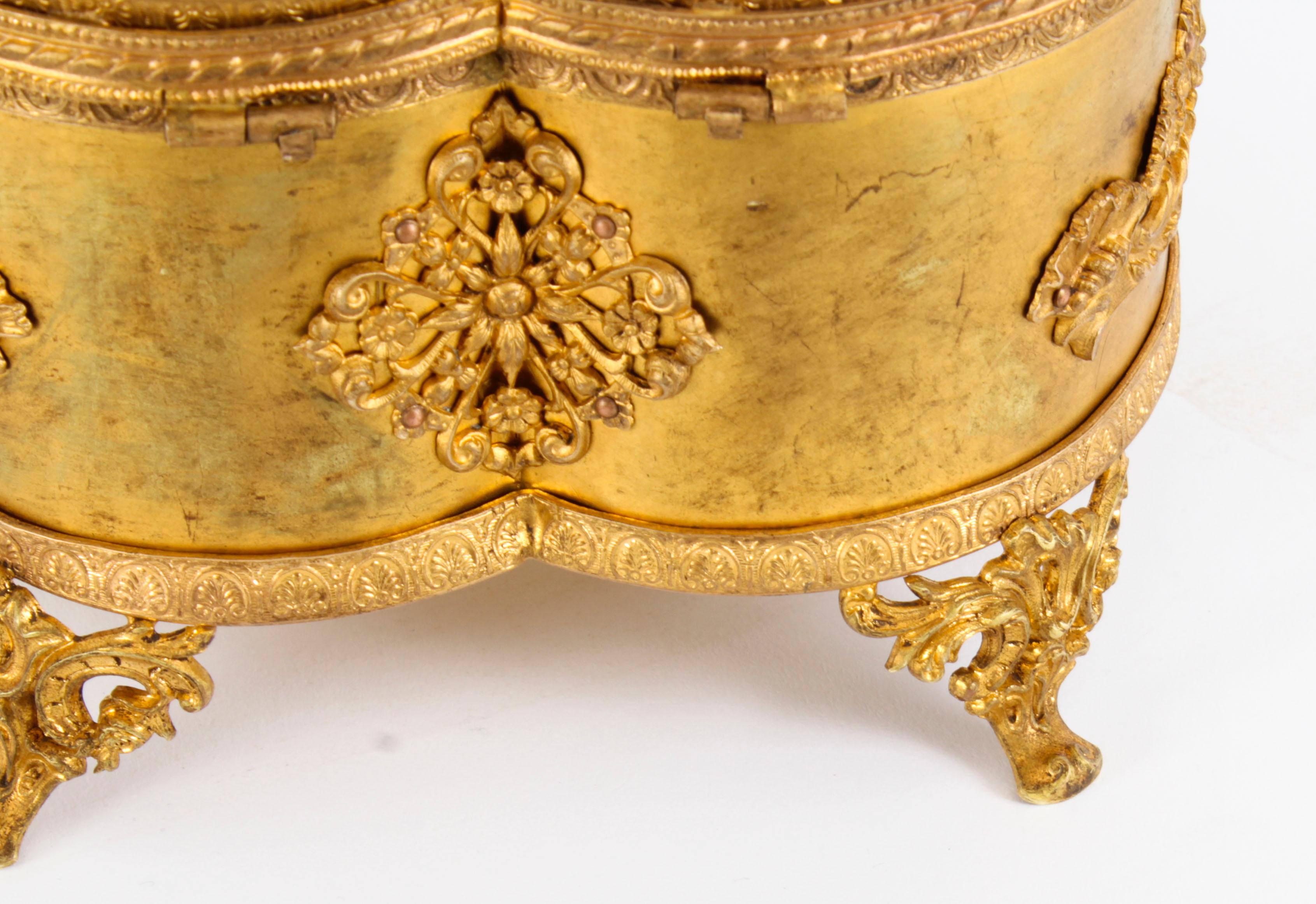 Antique French Ormolu Heart Shaped Jewellery Casket Box 19th C 8