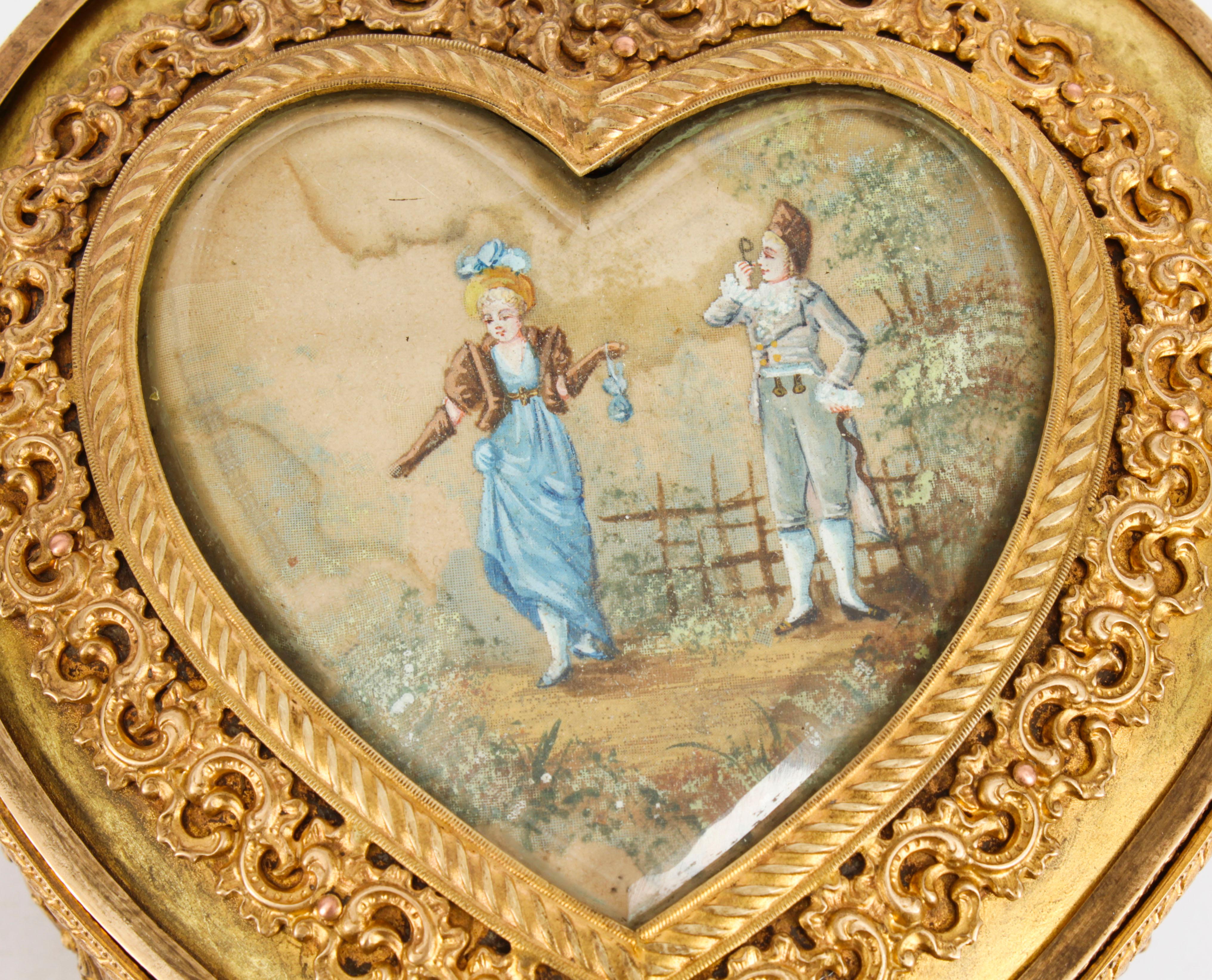 Antique French Ormolu Heart Shaped Jewellery Casket Box 19th C In Good Condition In London, GB