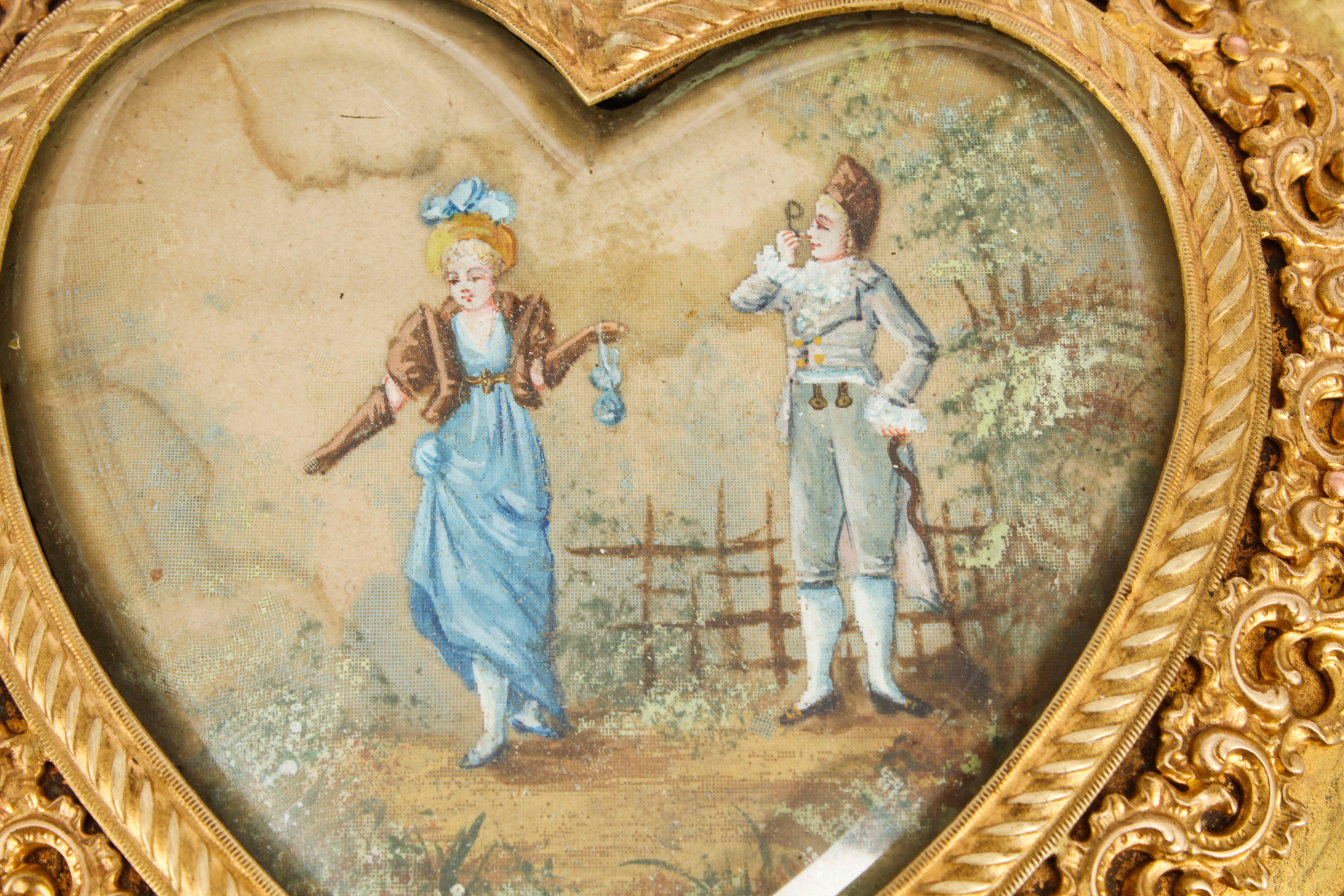 Late 19th Century Antique French Ormolu Heart Shaped Jewellery Casket Box 19th C