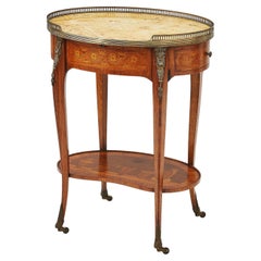 Antique French Ormolu Inlaid Occasional Marble Top Table c.1880