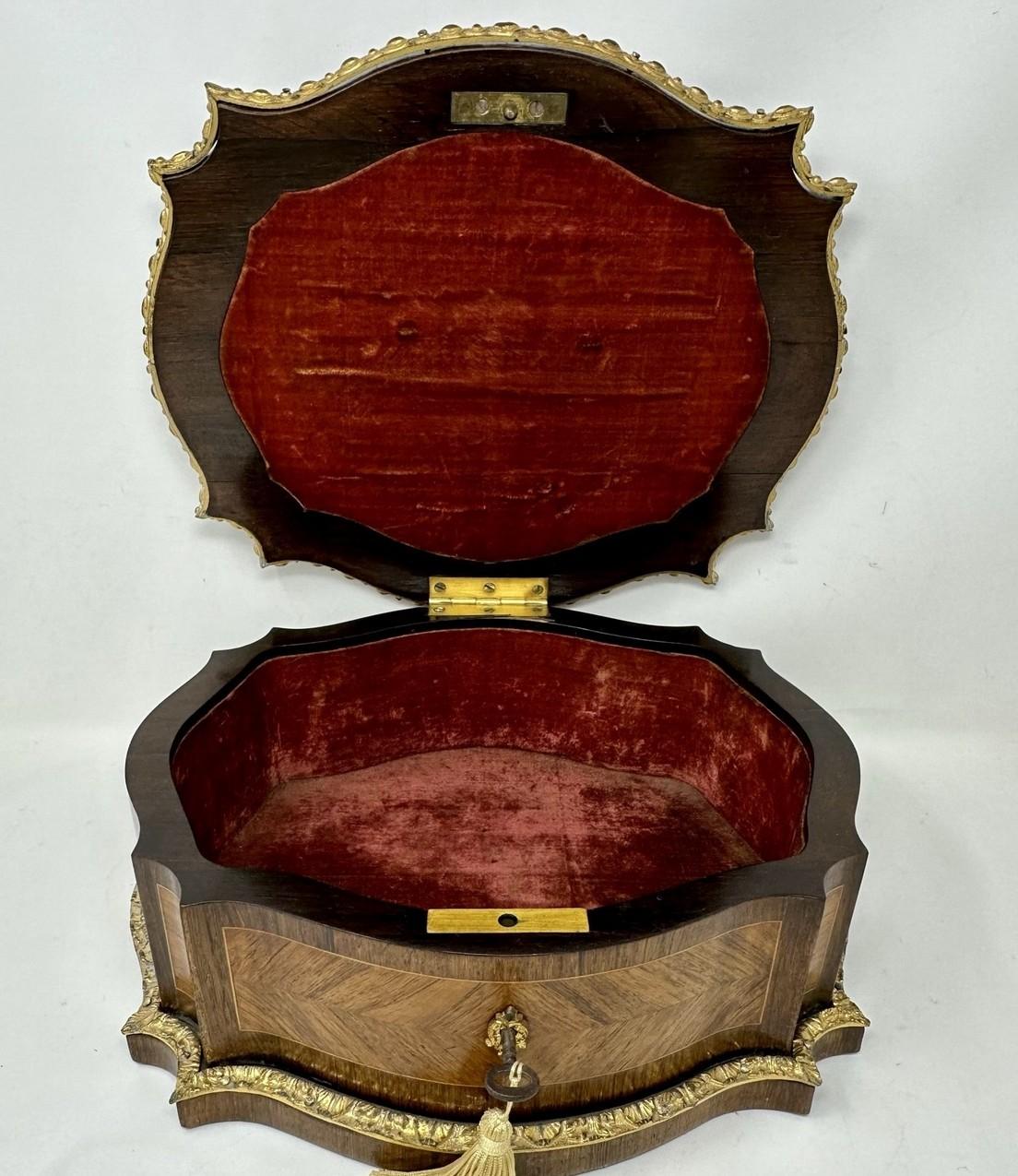 Antique French Ormolu Kingwood Sevres Casket Jewelry Box Attrib. Vervelle Audot  4