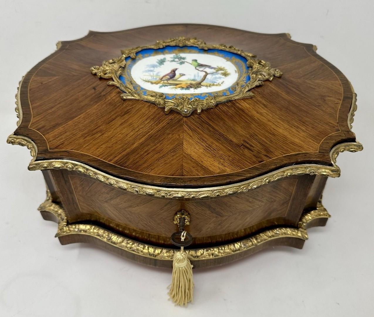 An Exceptionally Fine Example of a French Ormolu Mounted Well Grained Kingwood Jewellery Casket or Table Box of large proportions made in France and firmly attributed to renowned furniture makers Vervelle Audot. Third quarter of the Nineteenth