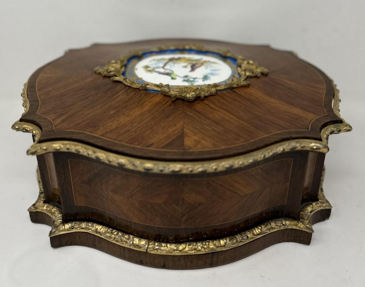 Antique French Ormolu Kingwood Sevres Casket Jewelry Box Attrib. Vervelle Audot  2