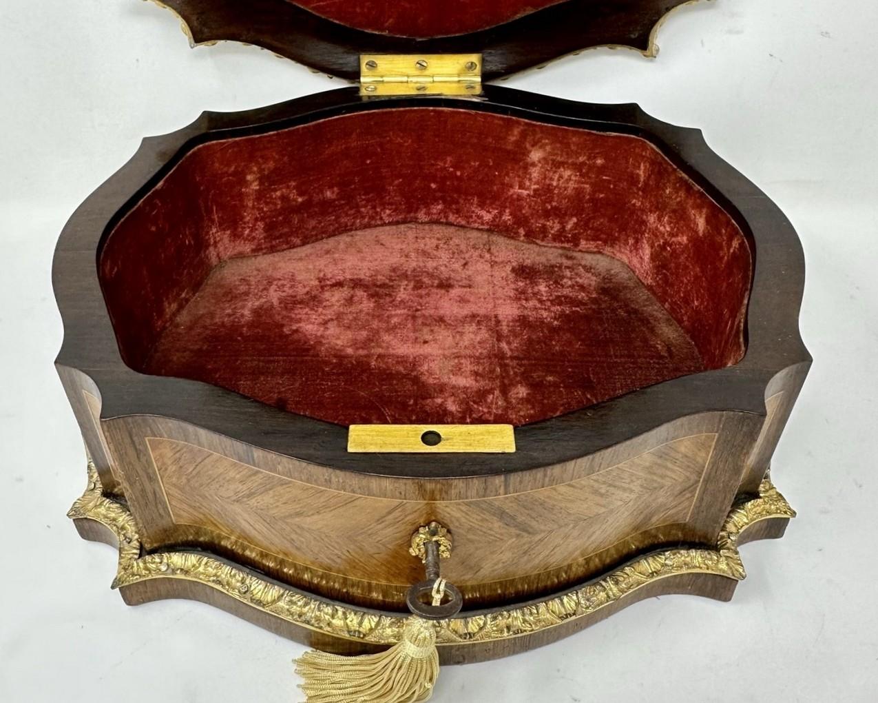 Antique French Ormolu Kingwood Sevres Casket Jewelry Box Attrib. Vervelle Audot  3