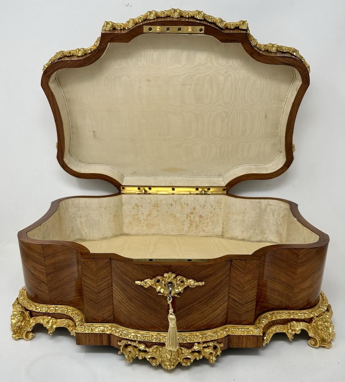 Antique French Ormolu Kingwood Sevres Casket Jewelry Box by Vervelle Audot Paris 6
