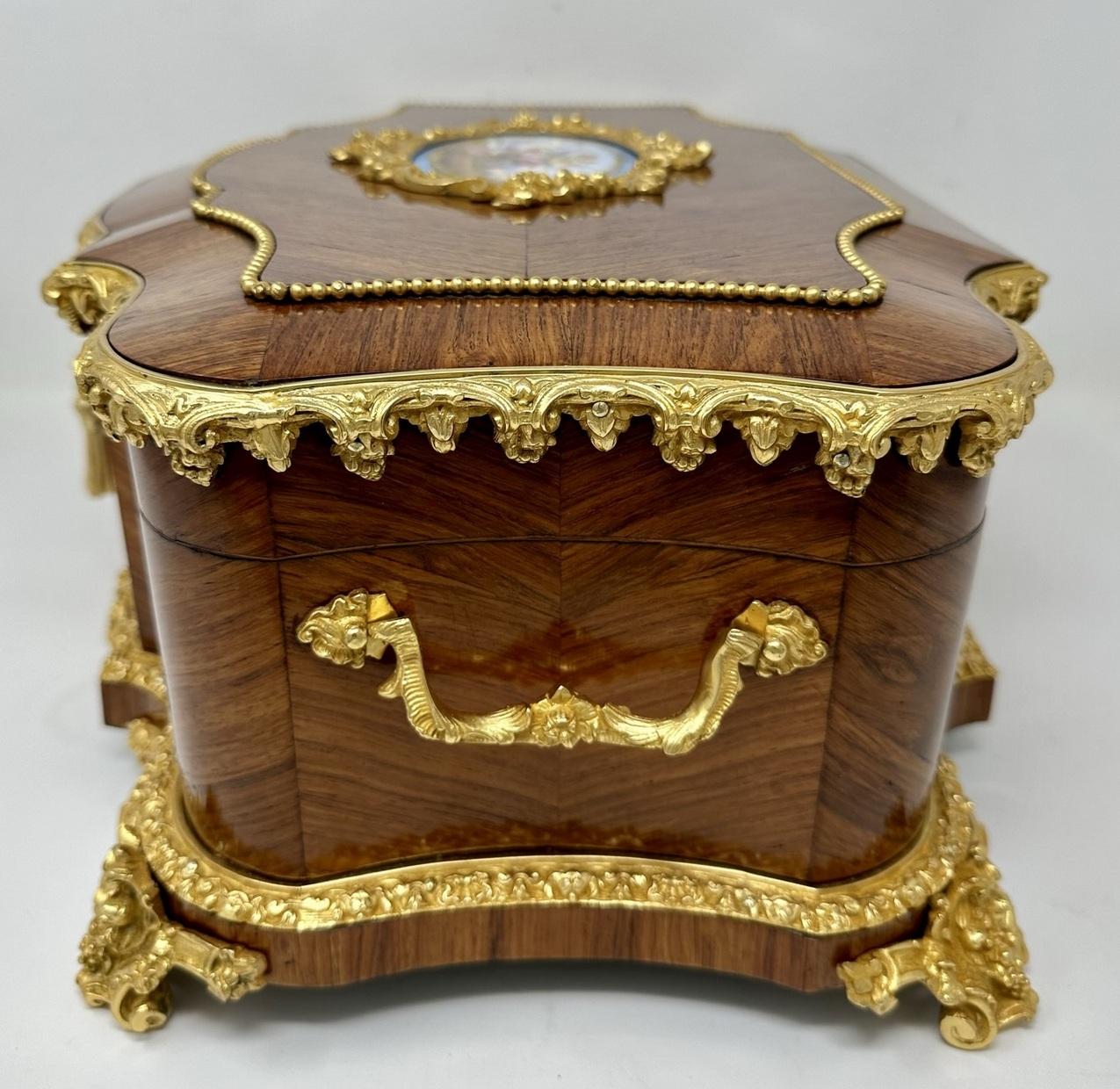 Antique French Ormolu Kingwood Sevres Casket Jewelry Box by Vervelle Audot Paris 2