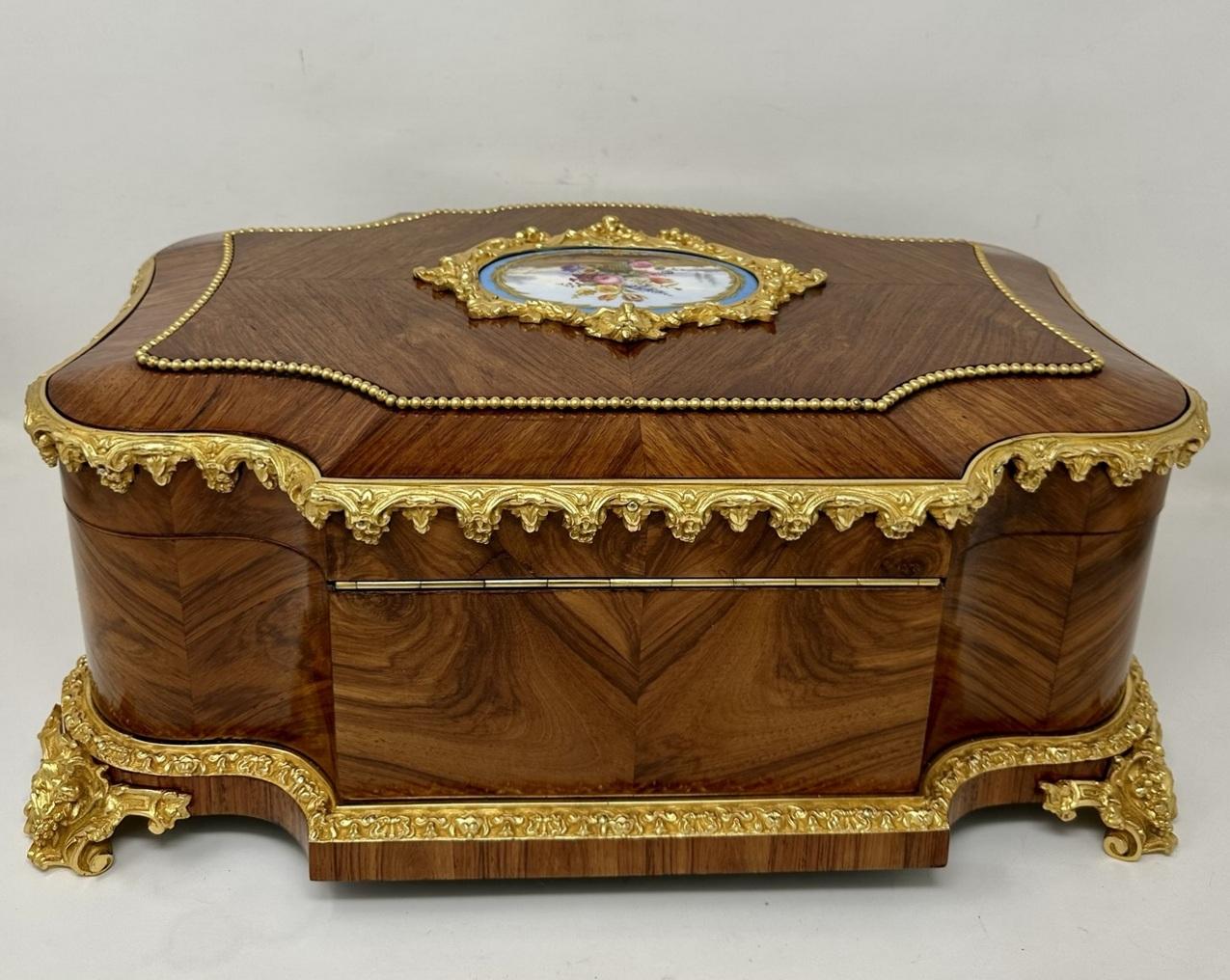 Antique French Ormolu Kingwood Sevres Casket Jewelry Box by Vervelle Audot Paris 3