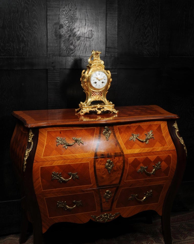 Antique French Ormolu Louis XV Rococo Clock 6