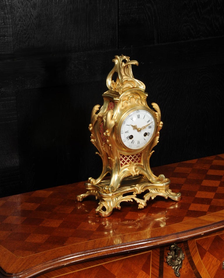 Antique French Ormolu Louis XV Rococo Clock 7