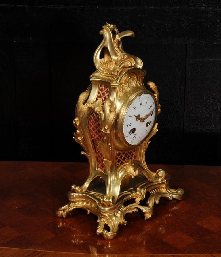Antique French Ormolu Louis XV Rococo Clock 9
