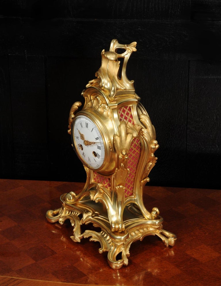 Gilt Antique French Ormolu Louis XV Rococo Clock