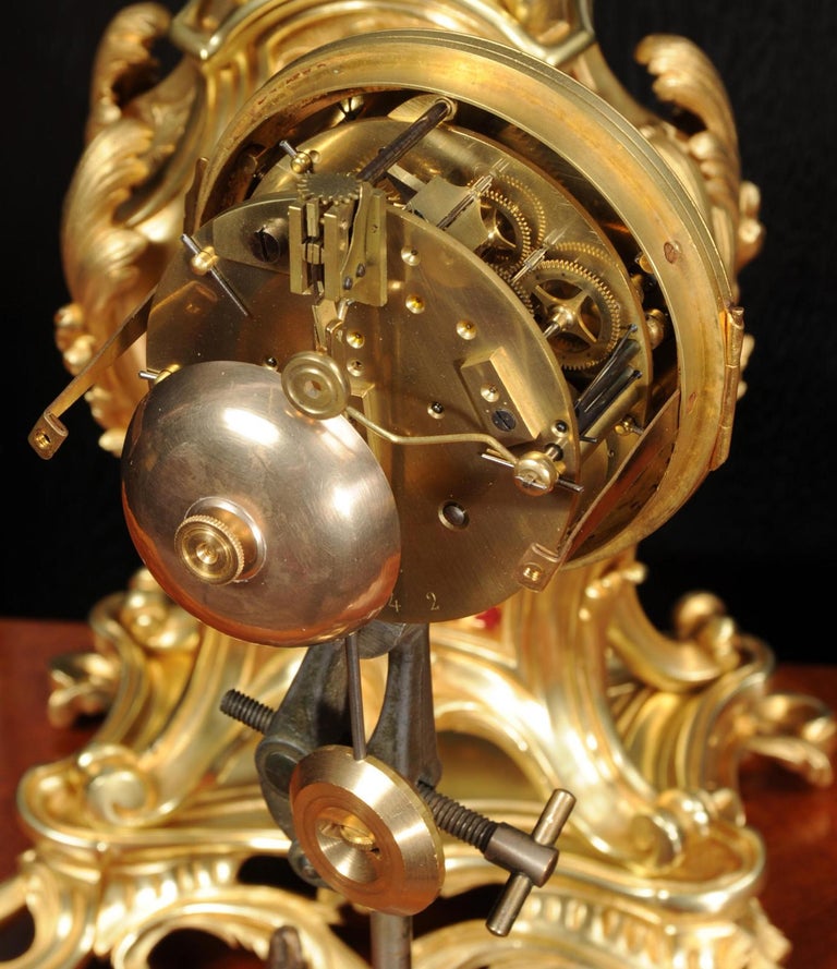 Antique French Ormolu Louis XV Rococo Clock In Good Condition In Belper, Derbyshire