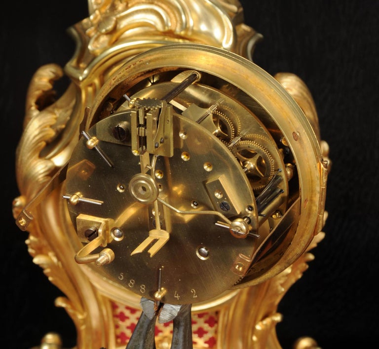 Bronze Antique French Ormolu Louis XV Rococo Clock