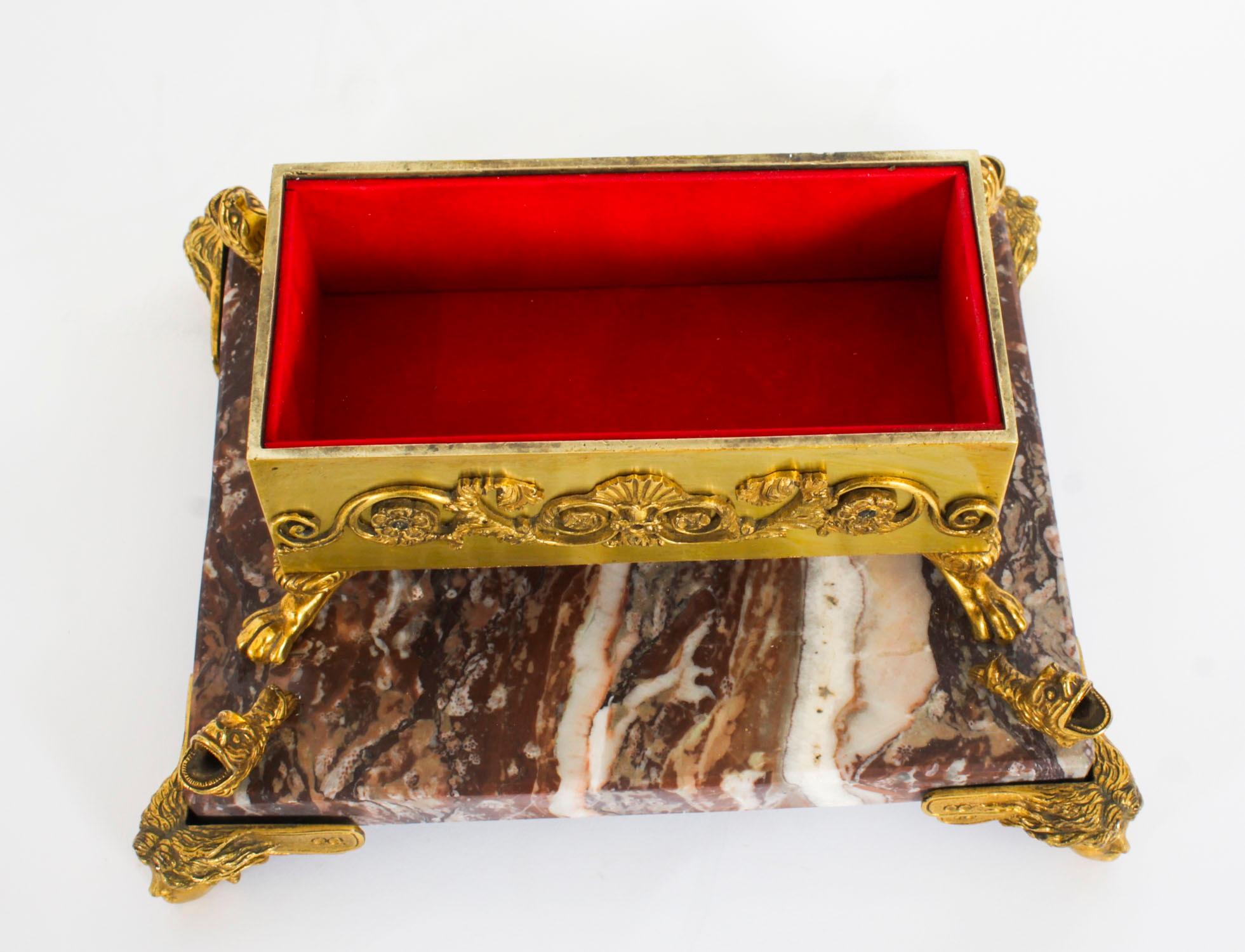 Antique French Ormolu & Marble Casket 19th Century For Sale 5