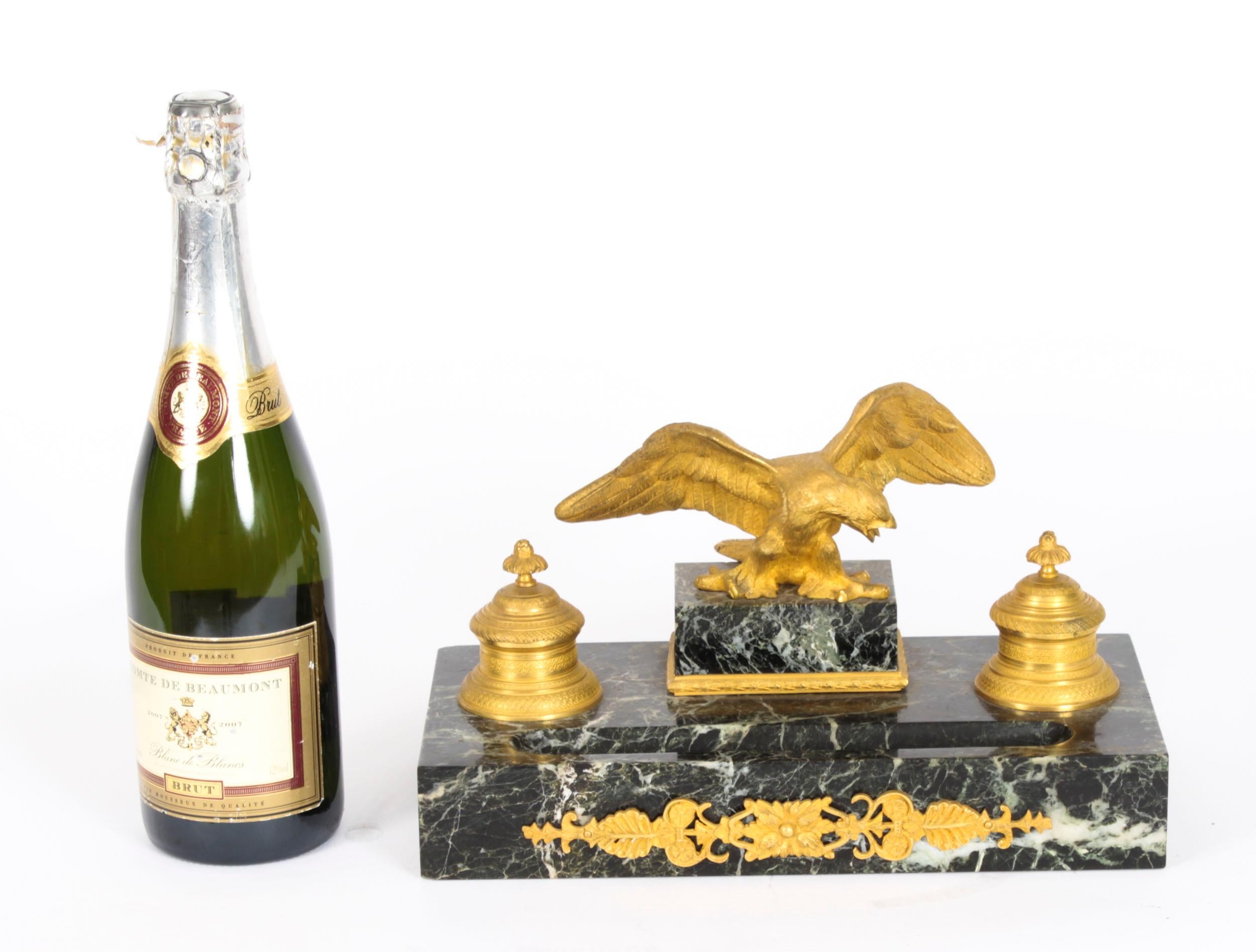 Antique French Ormolu & Marble Double Encrier Inkstand Standish 19th Century For Sale 5