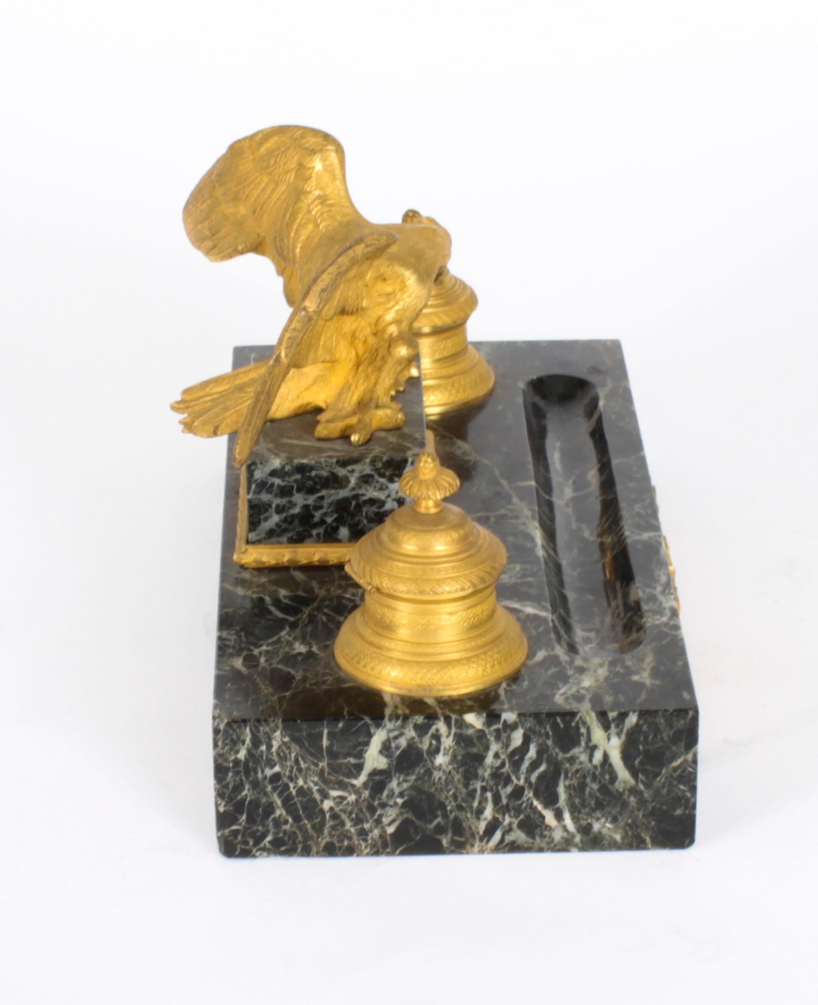 Antique French Ormolu & Marble Double Encrier Inkstand Standish 19th Century For Sale 2