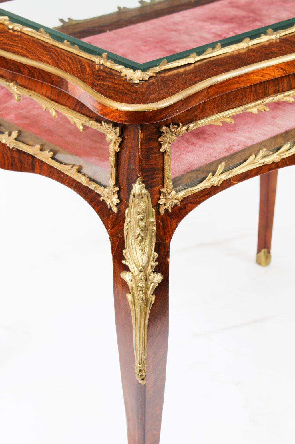 Velvet Antique French Ormolu Mounted Bijouterie Display Table, 19th Century
