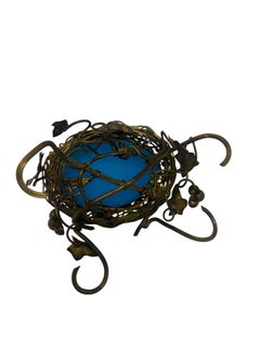 Antique French Ormolu Mounted Blue Opaline Egg Form Covered Box