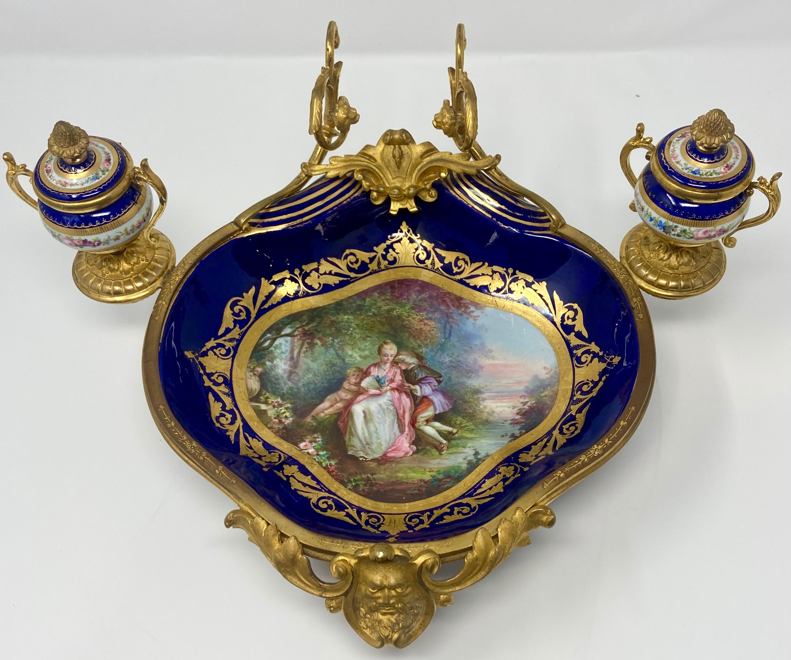 Antique French Ormolu Mounted Blue 