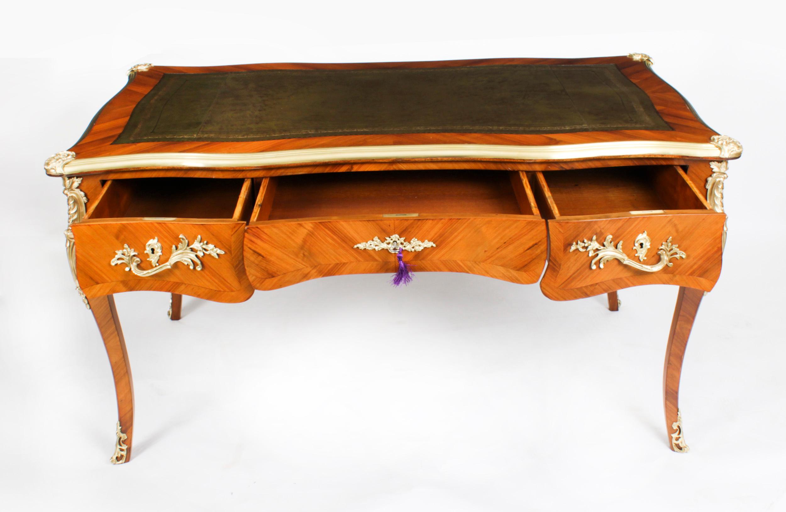 Antique French Ormolu Mounted Bureau Plat Desk 19th C 7