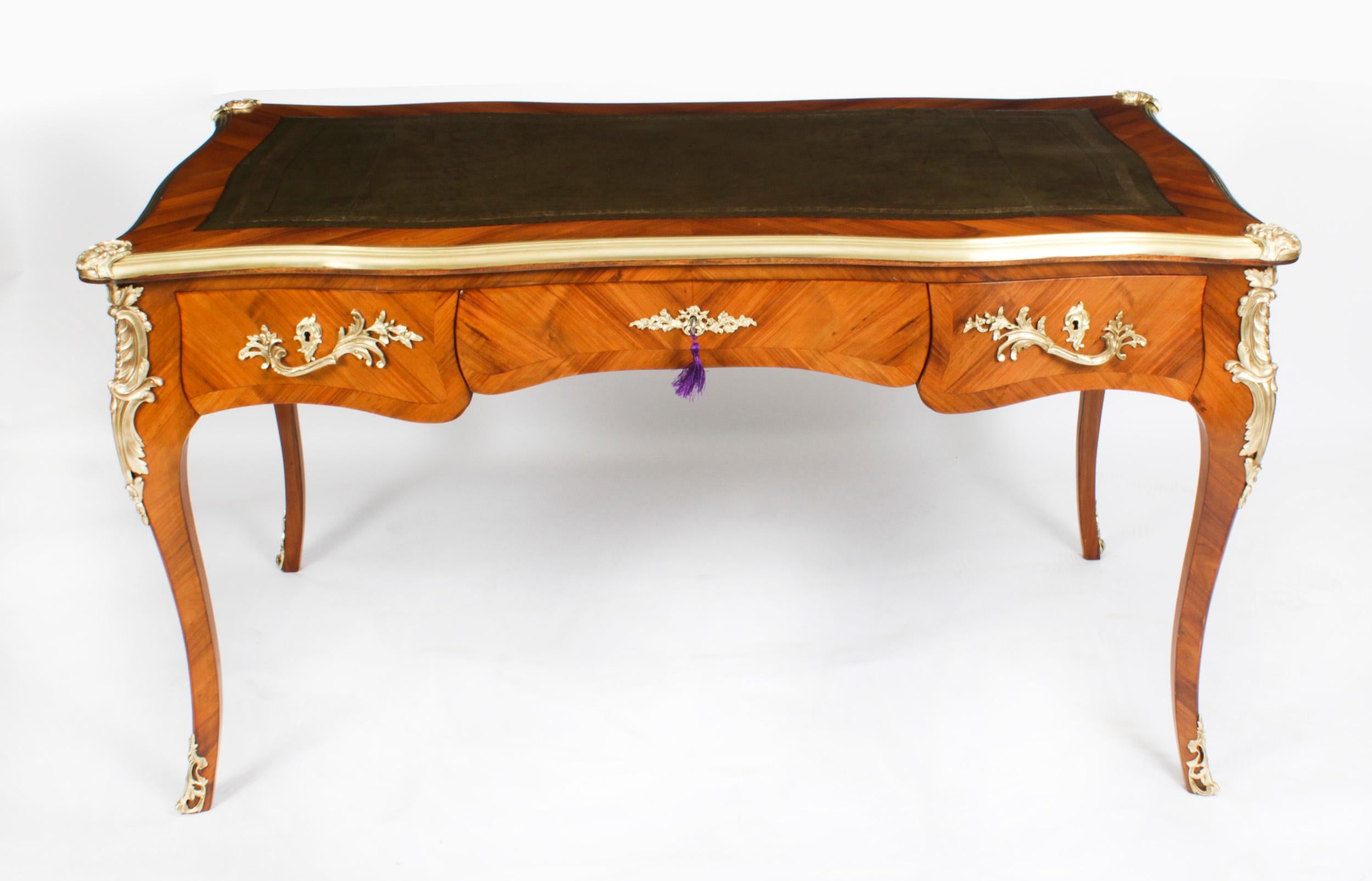 Antique French Ormolu Mounted Bureau Plat Desk 19th C In Good Condition In London, GB