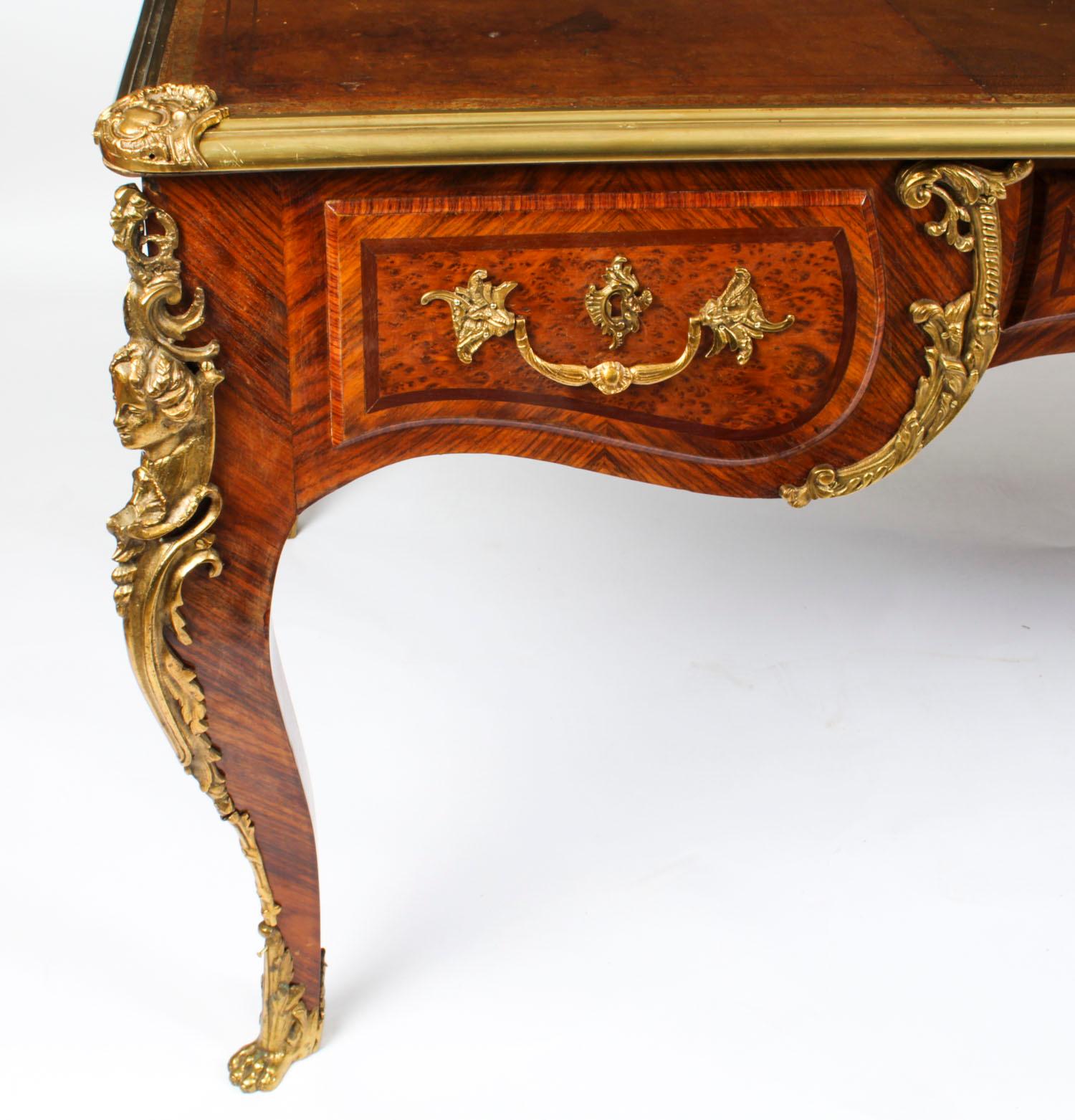 Antique French Ormolu Mounted Bureau Plat Desk, 19th Century 4