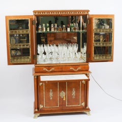 Antique French Ormolu Mounted Burr Walnut Cocktail Cabinet Early 20th Century