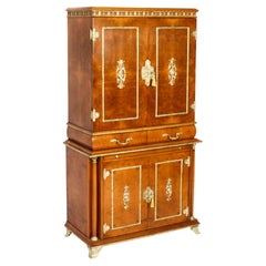 Used French Ormolu Mounted Burr Walnut Cocktail Cabinet Early 20th Century