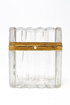 Antique French Ormolu-Mounted Clear Cut Crystal Casket Box / Jewelry Casket