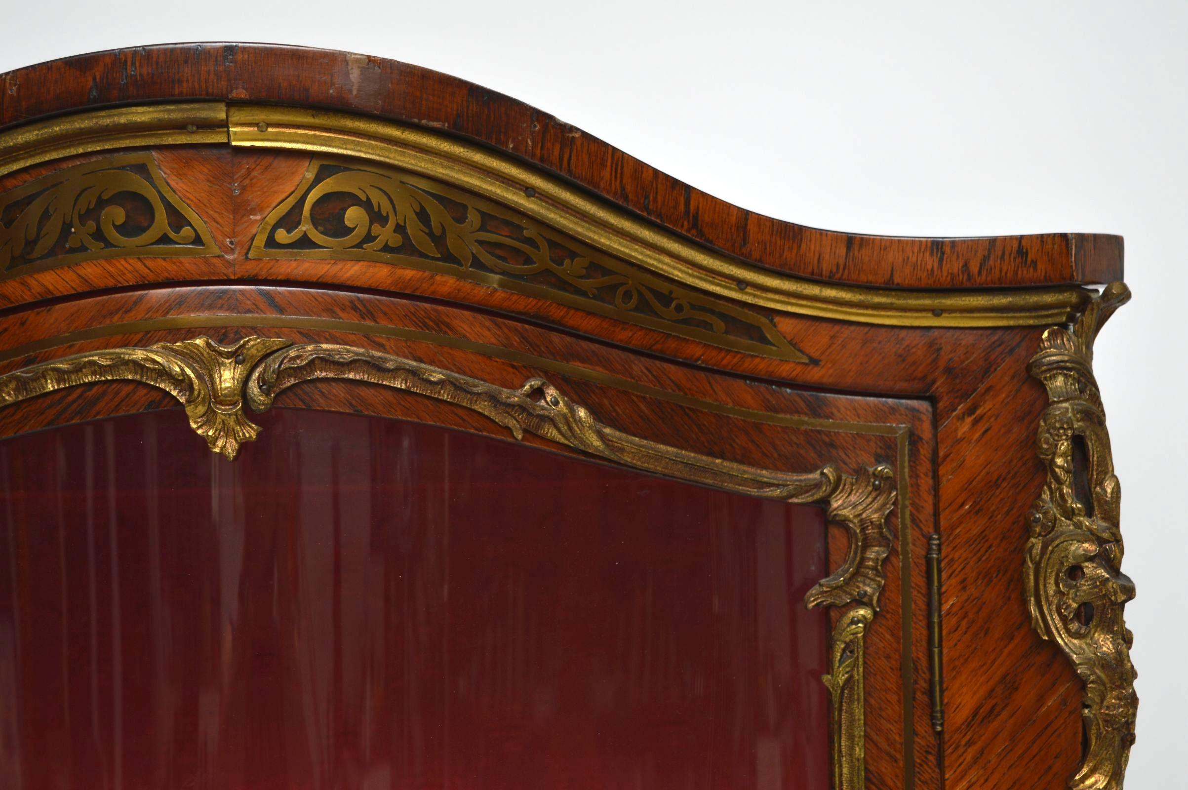 Kingwood Antique French Ormolu Mounted Display Cabinet