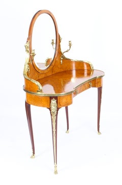 Antique French Ormolu-Mounted Dressing Table and Mirror, 19th Century