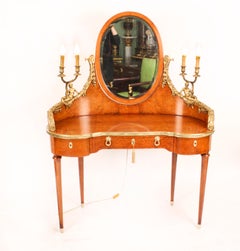 Ancienne table de toilette française montée en bronze doré et miroir, XIXe siècle