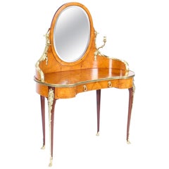 Antique French Ormolu-Mounted Dressing Table and Mirror, 19th Century