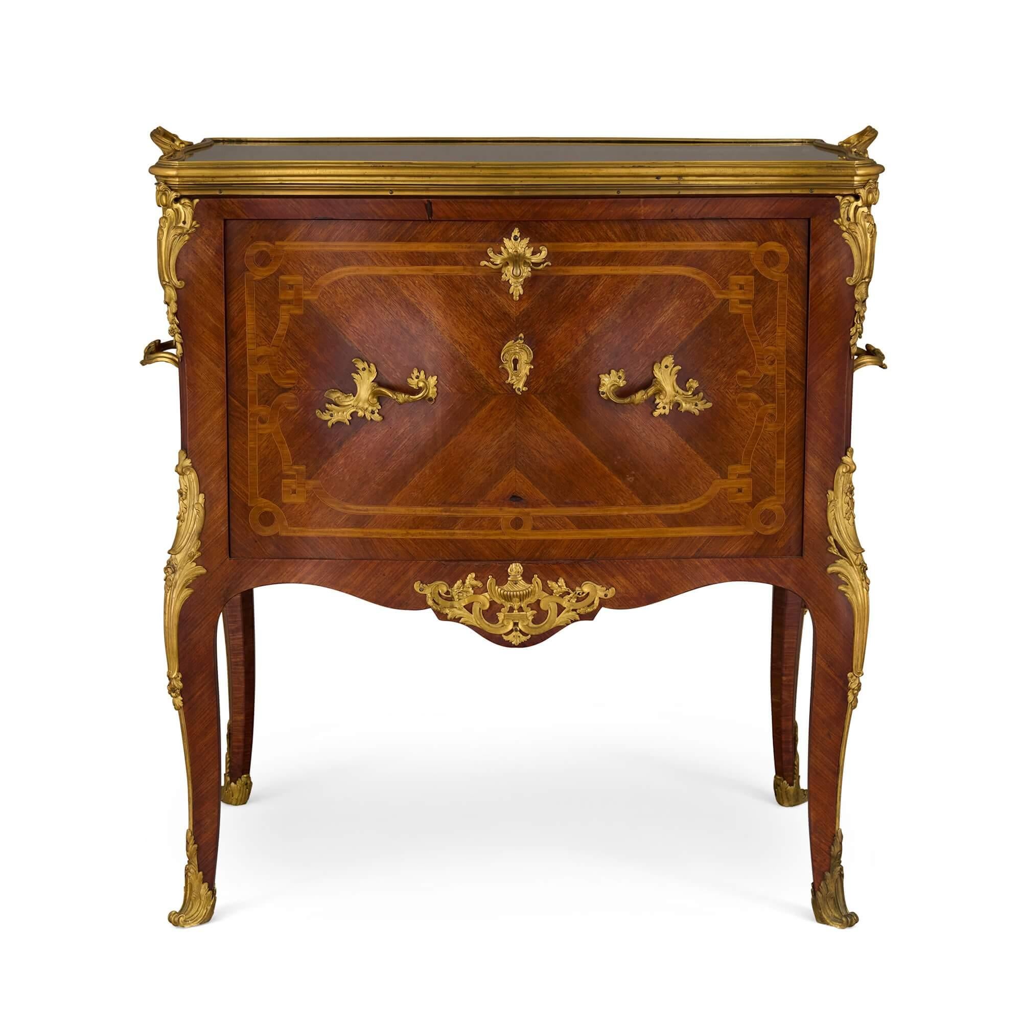 Antique French ormolu mounted drinks cabinet attributed to François Linke
French, Late 19th Century 
Height 81cm, width 84cm, depth 48cm

Crafted in the late 19th century, this superb drinks table is attributed to François Linke (1855-1946). He was