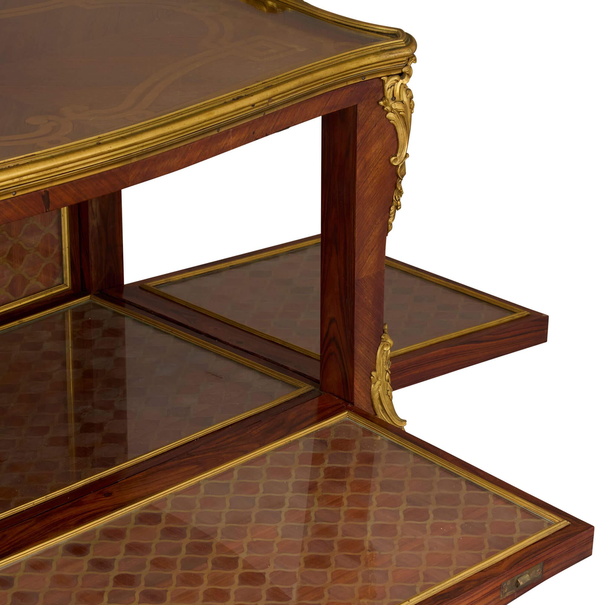 Glass Antique French Ormolu Mounted Drinks Cabinet Attributed to François Linke For Sale
