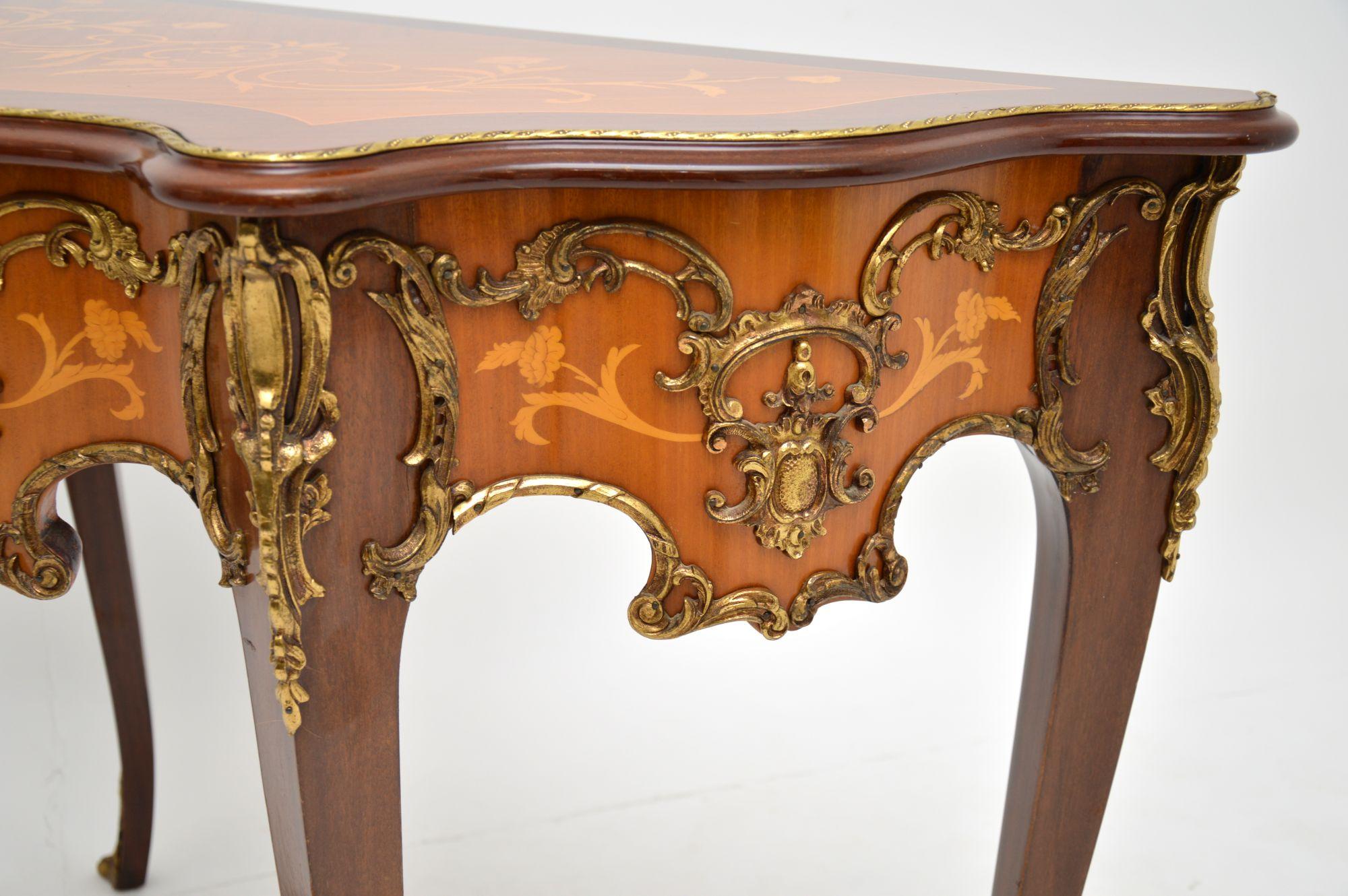 Mid-20th Century Antique French Ormolu Mounted Inlaid Console Table