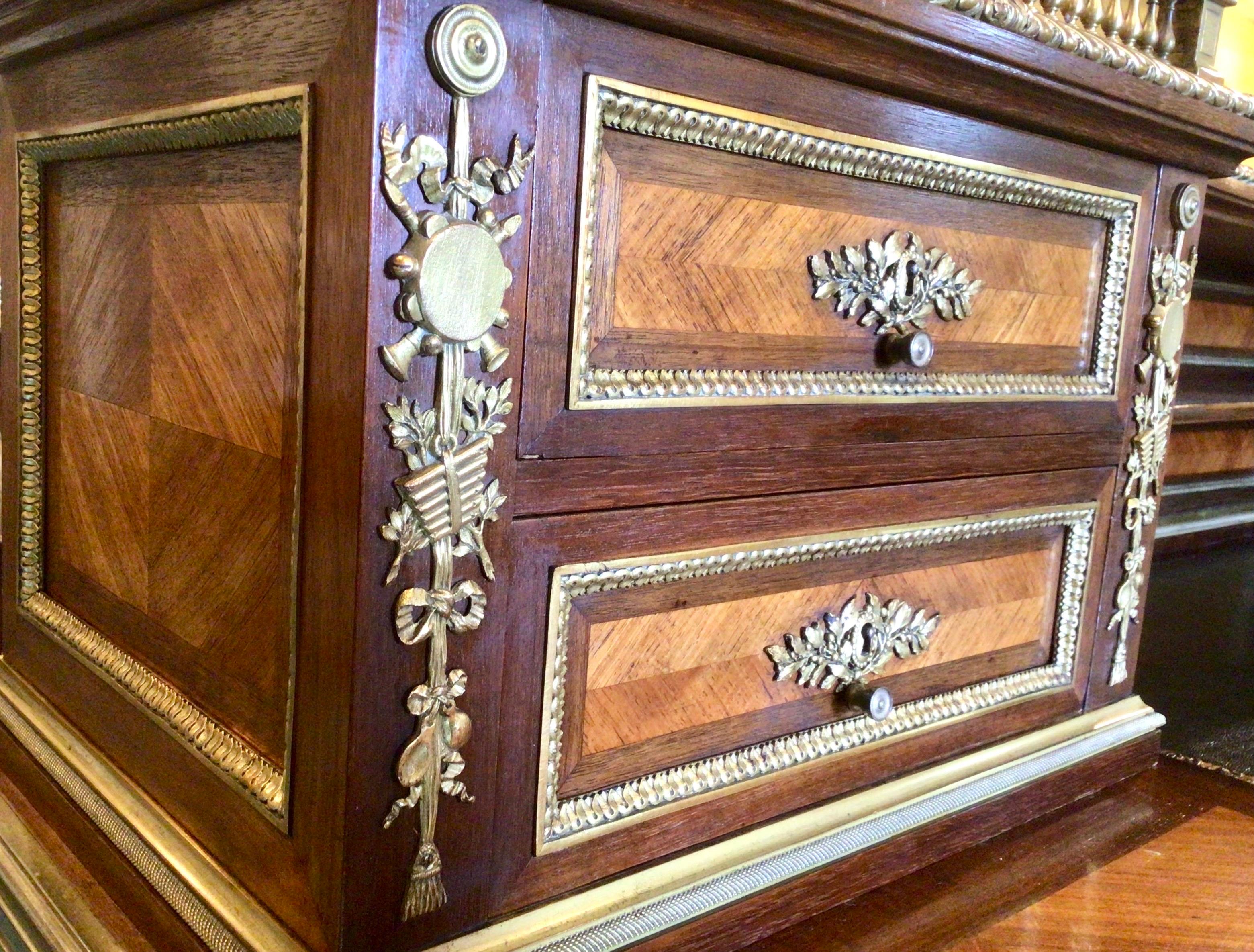 Antique French Ormolu Mounted Kingwood Desk by J Werner For Sale 6