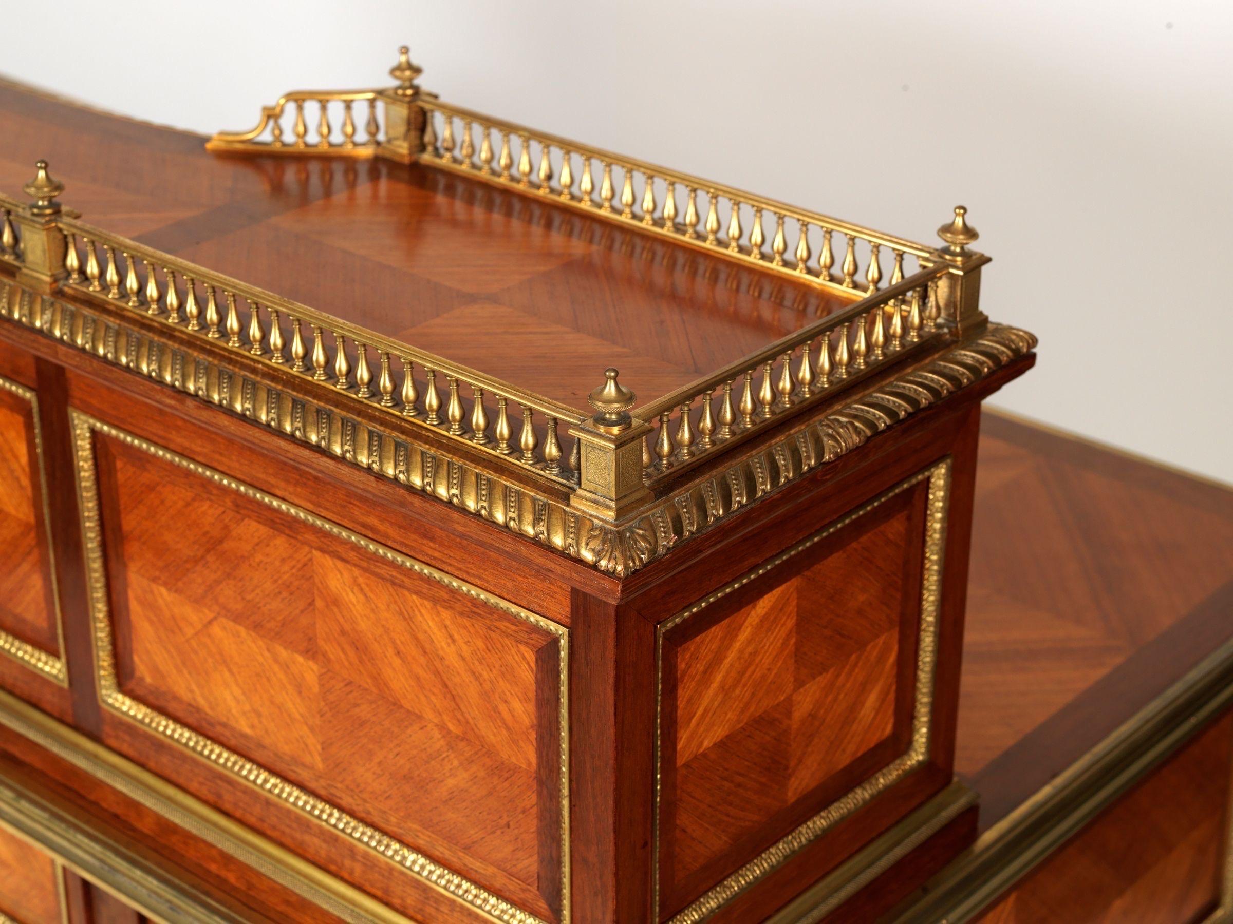 Antique French Ormolu Mounted Kingwood Desk by J Werner In Good Condition For Sale In Antrim, GB