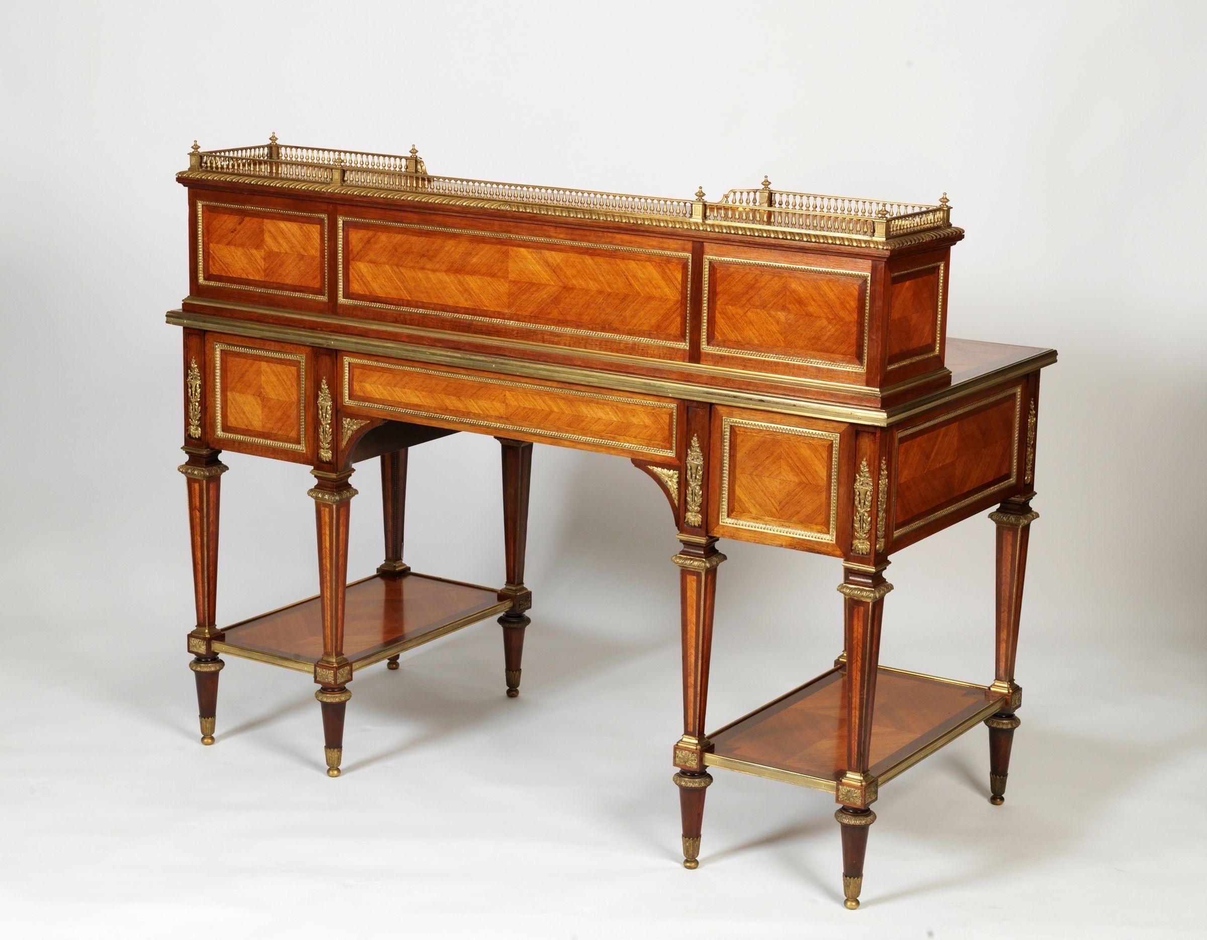 Antique French Ormolu Mounted Kingwood Desk by J Werner For Sale 1