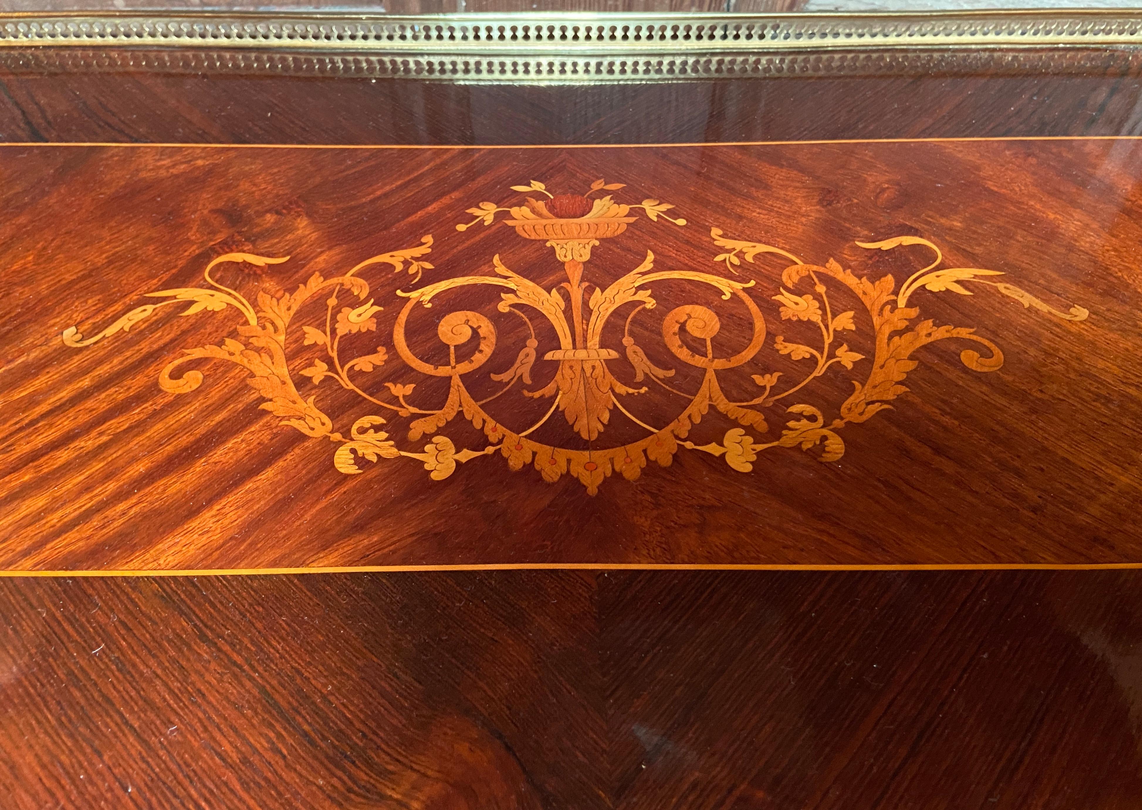 Antique French Ormolu Mounted Kingwood & Inlay Slant-Front Writing Desk Ca. 1880 For Sale 9
