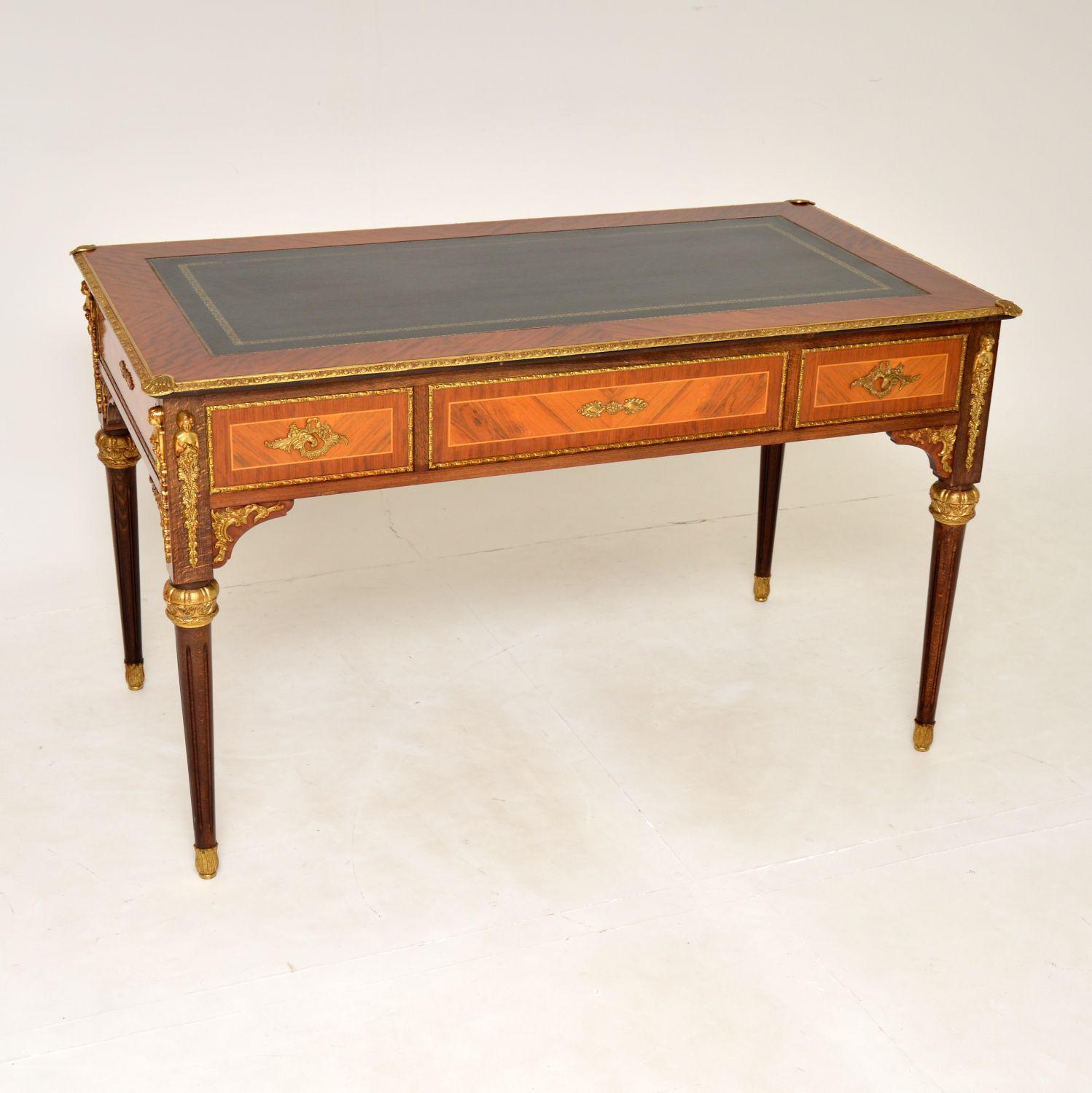 Antique French Ormolu Mounted Leather Top Desk 10