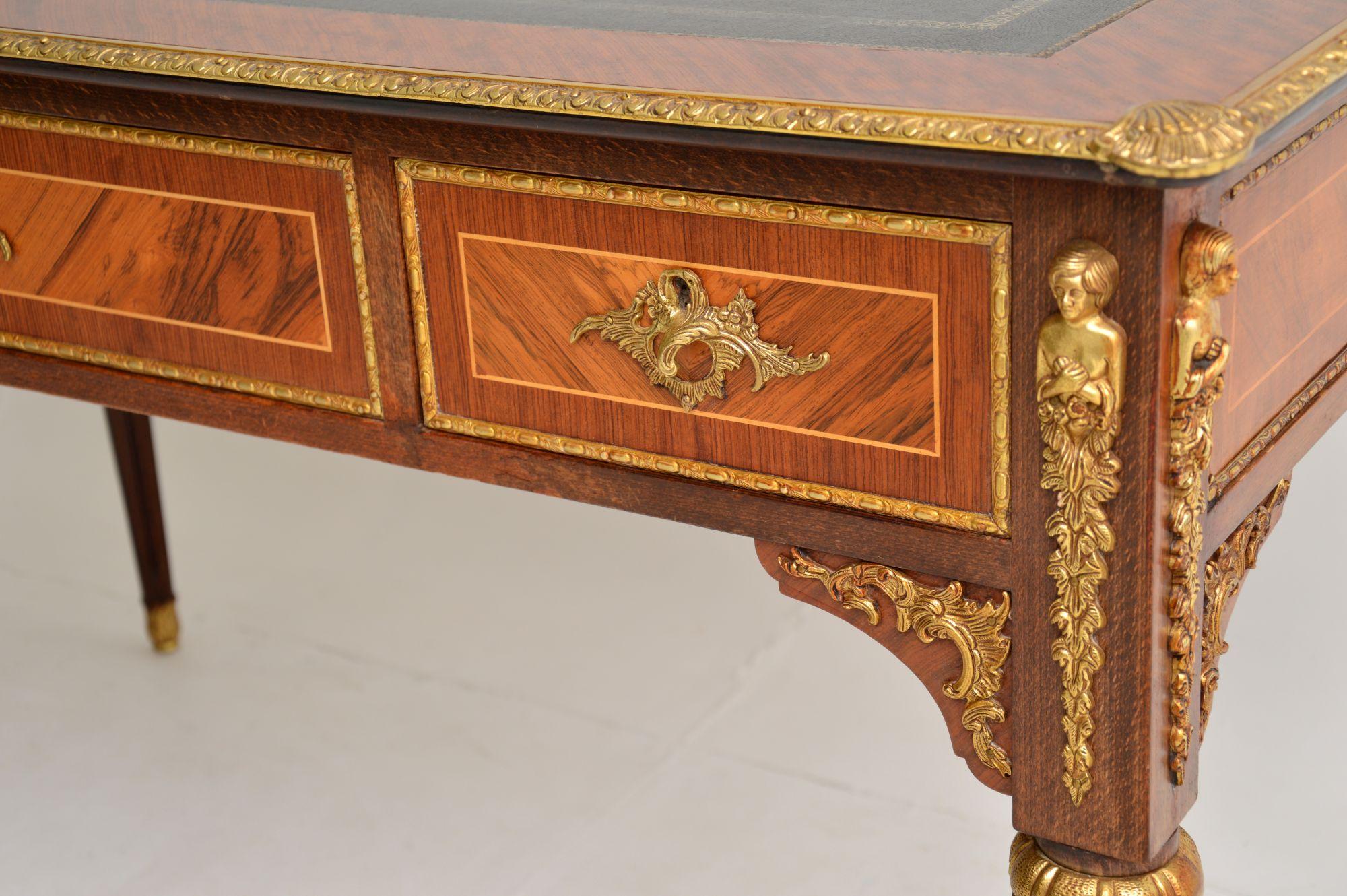 Antique French Ormolu Mounted Leather Top Desk 1