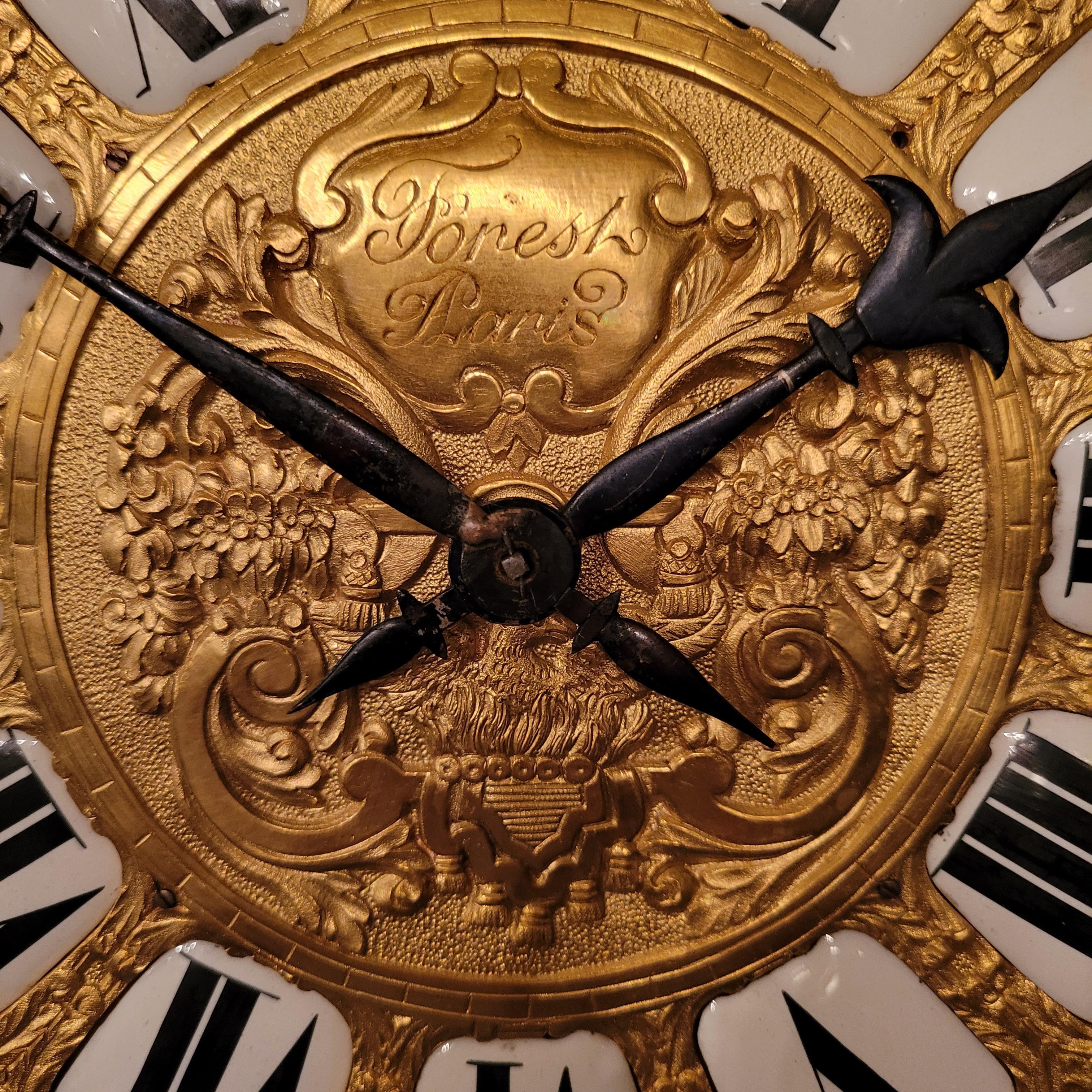 Antique French Napoleon III Ormolu Mounted Mahogany Grandfather Clock Circa 1880 For Sale 1