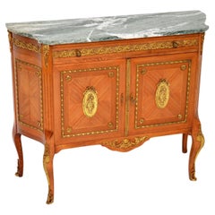 Antique French Ormolu Mounted Marble Top Cabinet