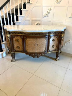 Antique French Ormolu Mounted Marble Top Sideboard Cabinet