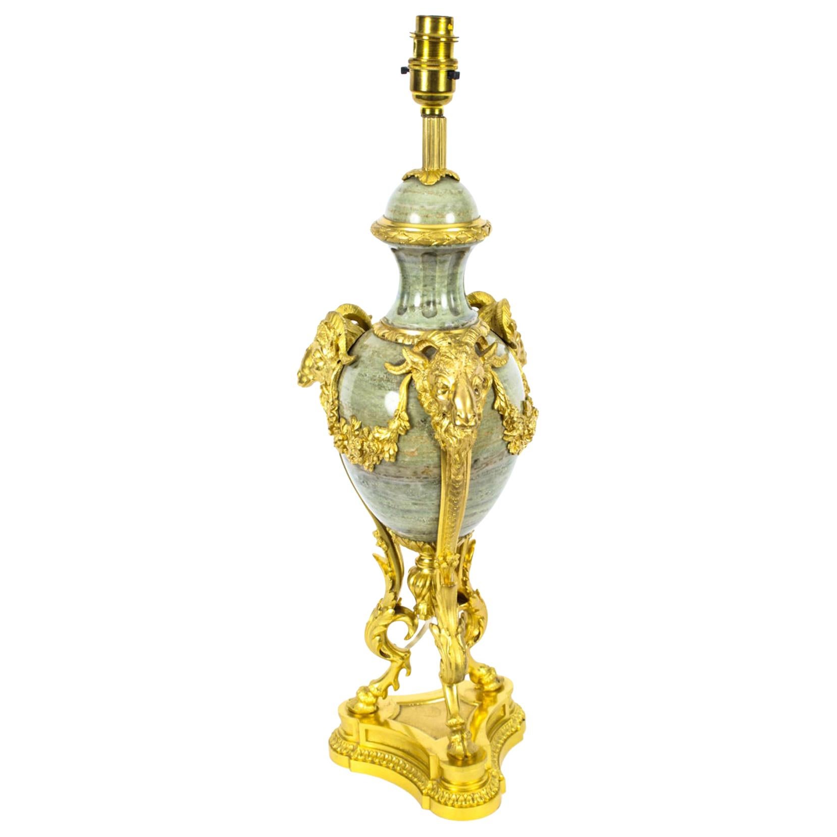 Antique French Ormolu Mounted Marble Urn Table Lamp 19th Century