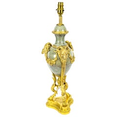 Antique French Ormolu Mounted Marble Urn Table Lamp 19th Century