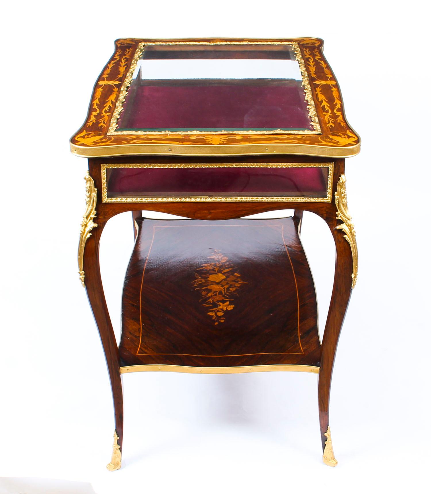 Antique French Ormolu-Mounted Marquetry Bijouterie Display Table, 19th Century 5