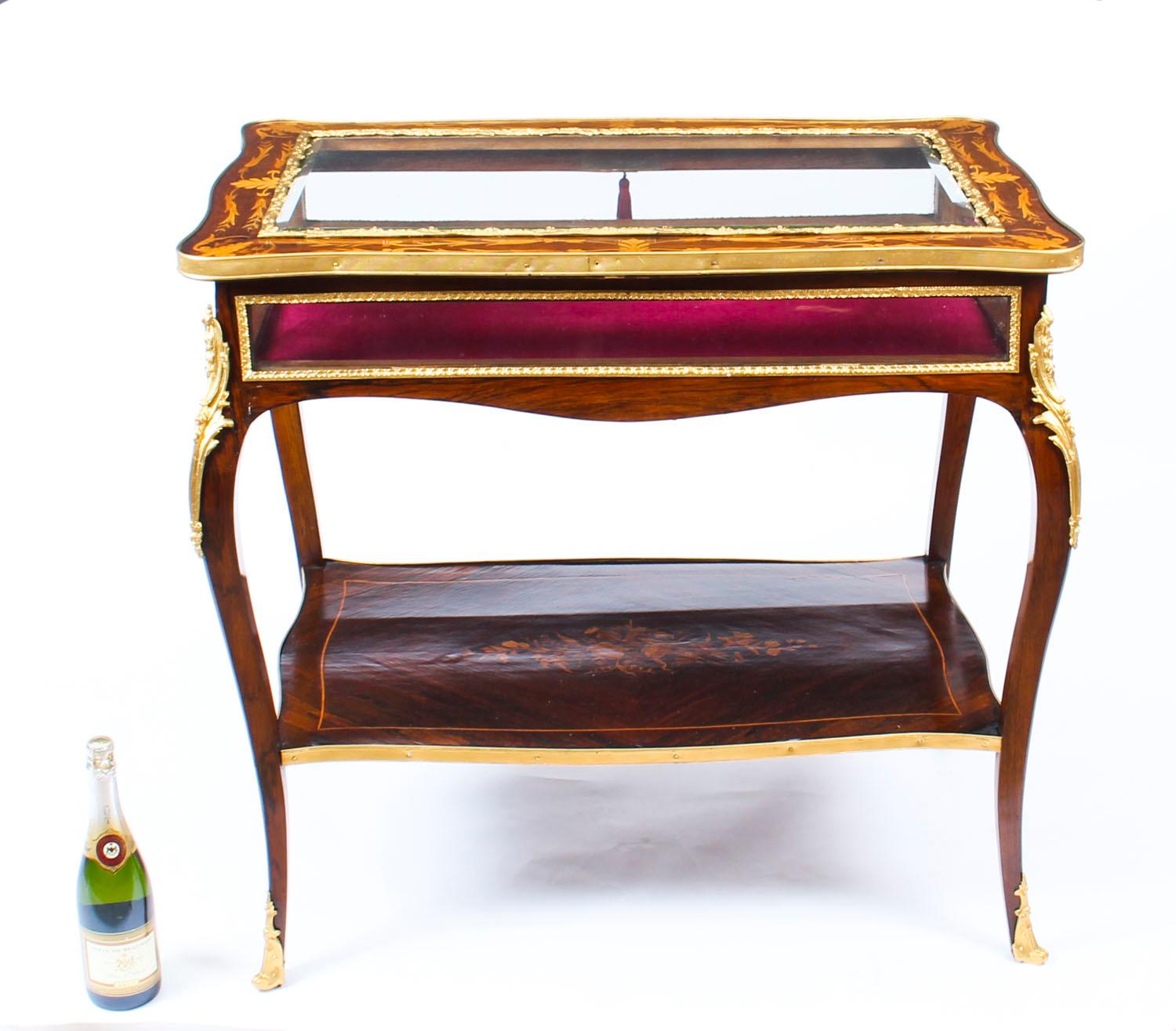 Antique French Ormolu-Mounted Marquetry Bijouterie Display Table, 19th Century 8